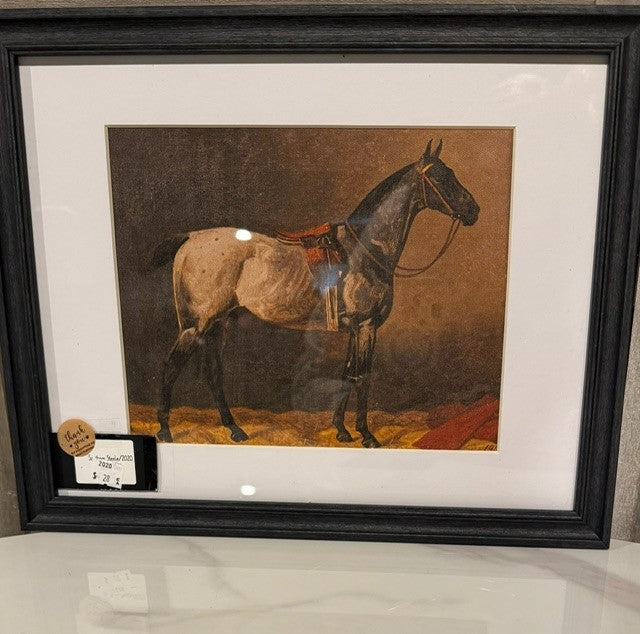 Vintage Framed Horse Print | Equestrian Wall Art with Black Frame