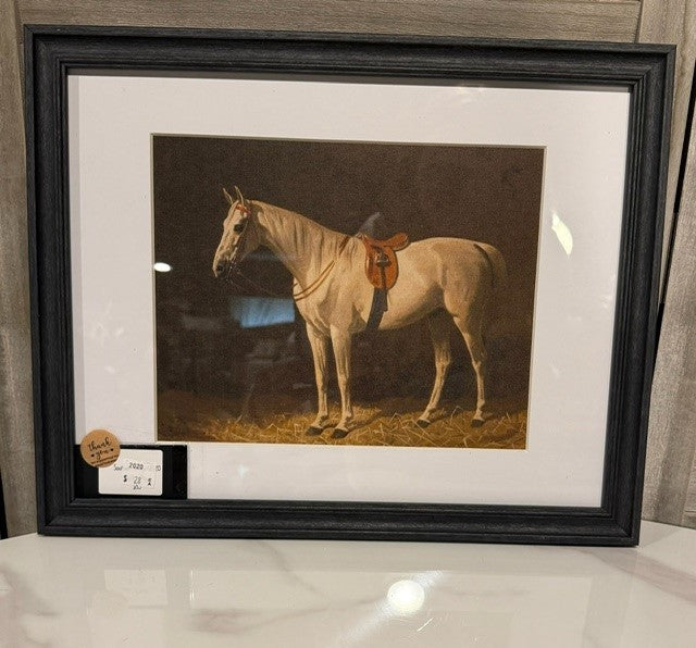 Vintage Framed Horse Print | Equestrian Wall Art with Black Frame