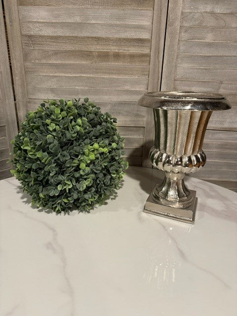 Antique Silver Urn Vase | Vintage-Inspired Pedestal Planter