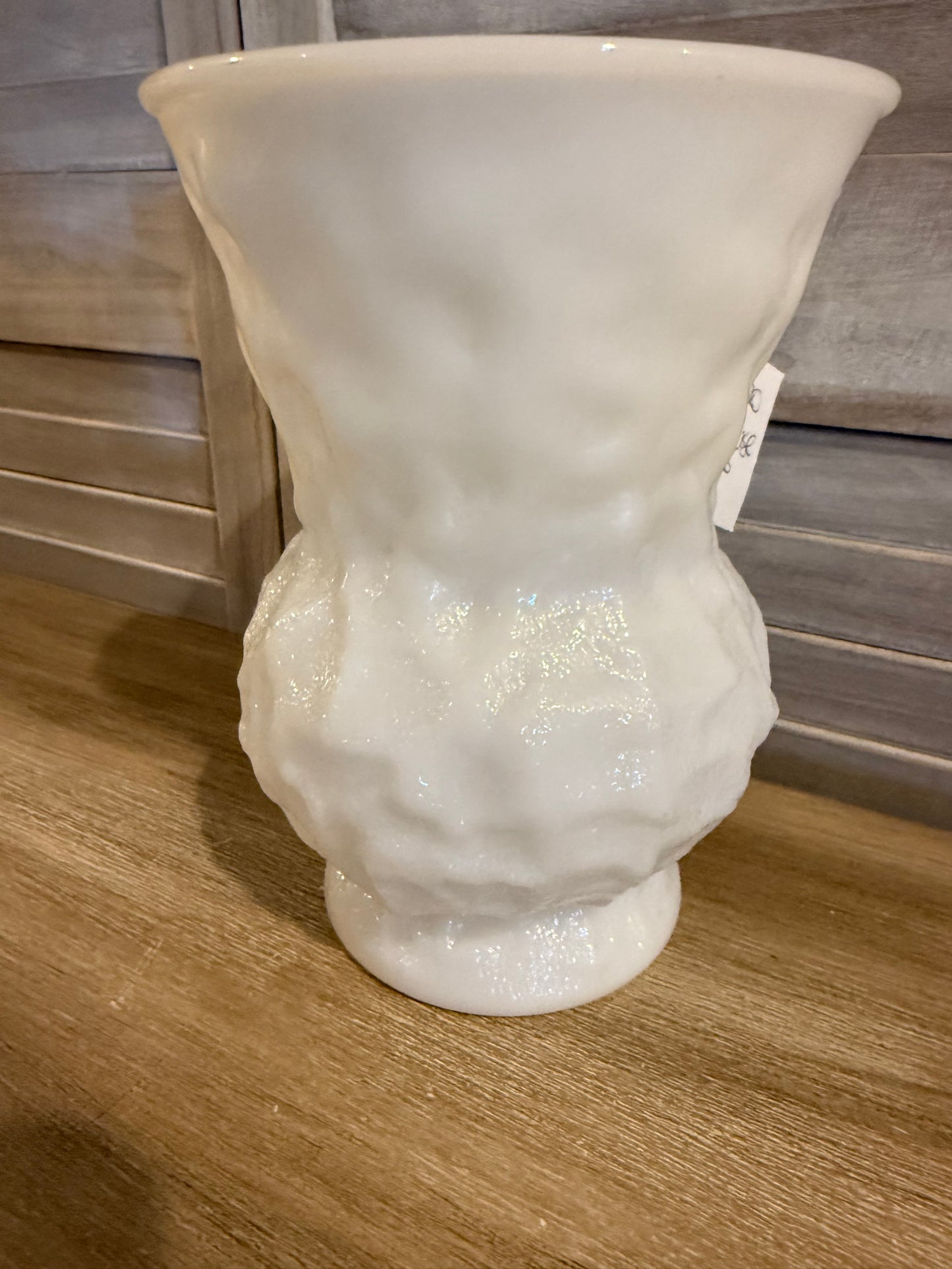 Textured White Milk Glass Candle – Elegant Pedestal Jar with Vintage Style