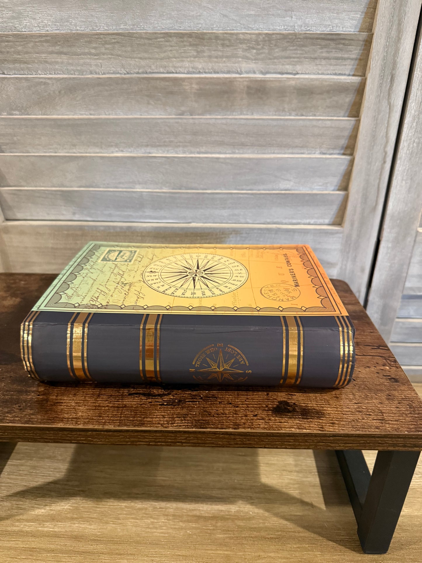Decorative Nautical Book Box – Secret Storage with Vintage Compass Design