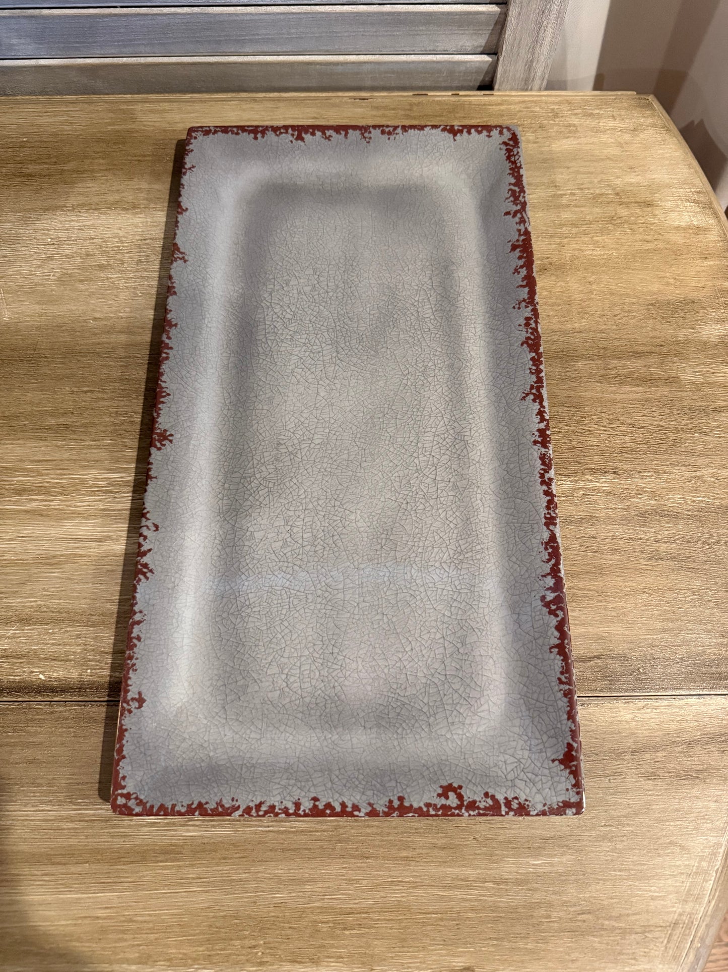 Vintage-Style Crackle Glaze Tray – Rectangular Decorative Serving Platter