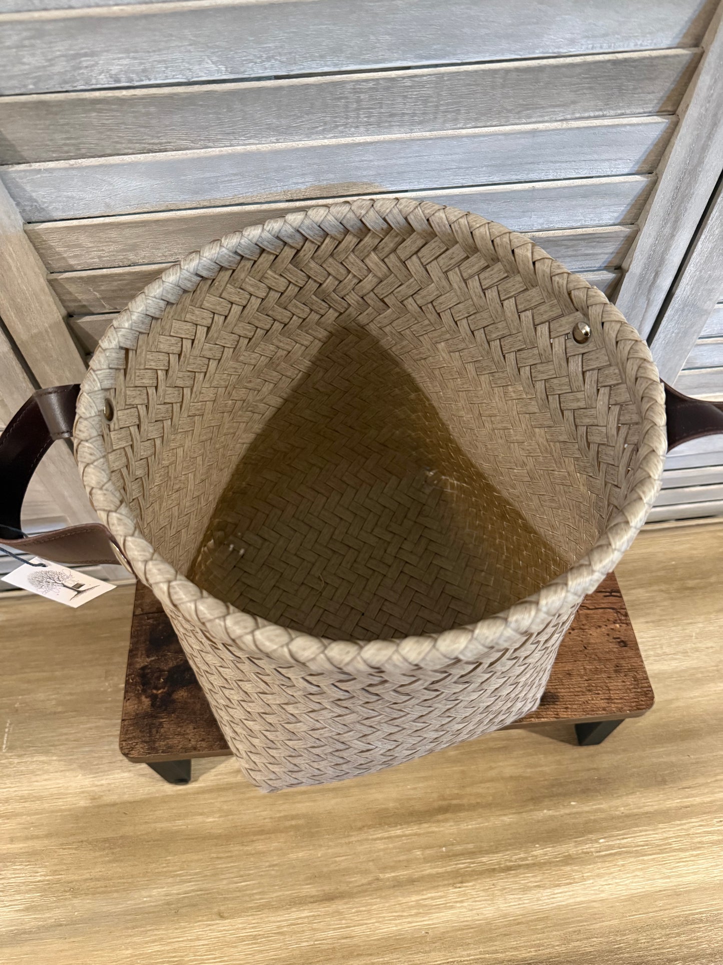 Neutral Woven Storage Basket with Handles – Modern Farmhouse Home Organizer