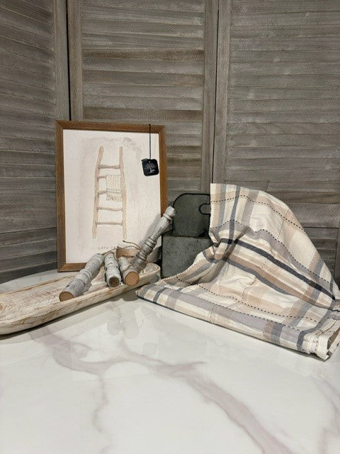 Neutral Plaid Tablecloth – Beige, Gray & Cream Checkered Design