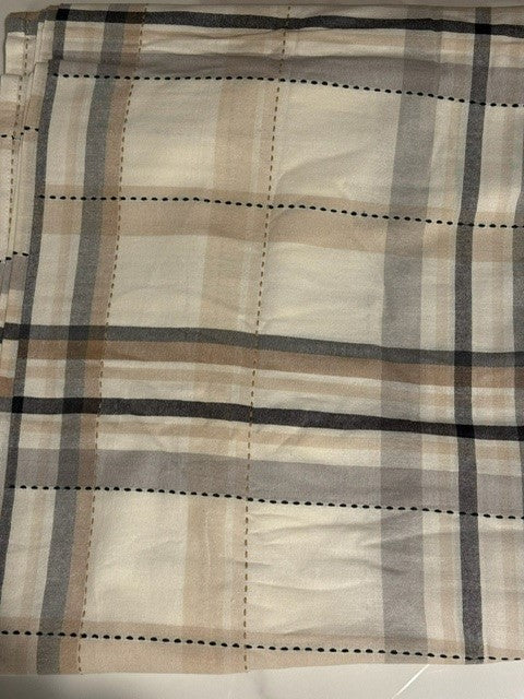Neutral Plaid Tablecloth – Beige, Gray & Cream Checkered Design