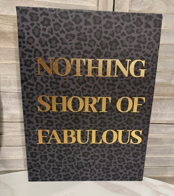 “Nothing Short of Fabulous” Leopard Print Canvas Wall Art – Glam Gold Typography Decor