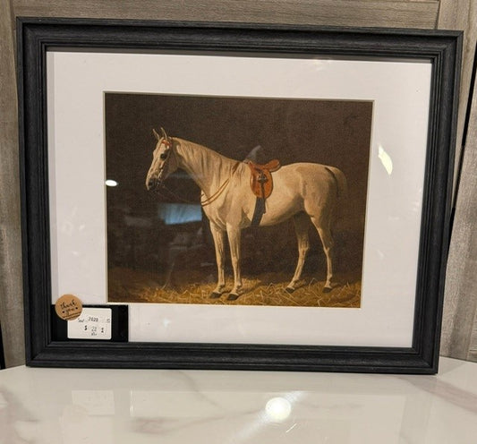 Vintage Framed Horse Print | Equestrian Wall Art with Black Frame
