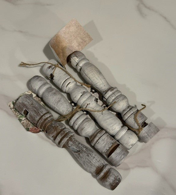 Bundle of Distressed Wood Spindles – Vintage Farmhouse Table Decor or Craft Supply
