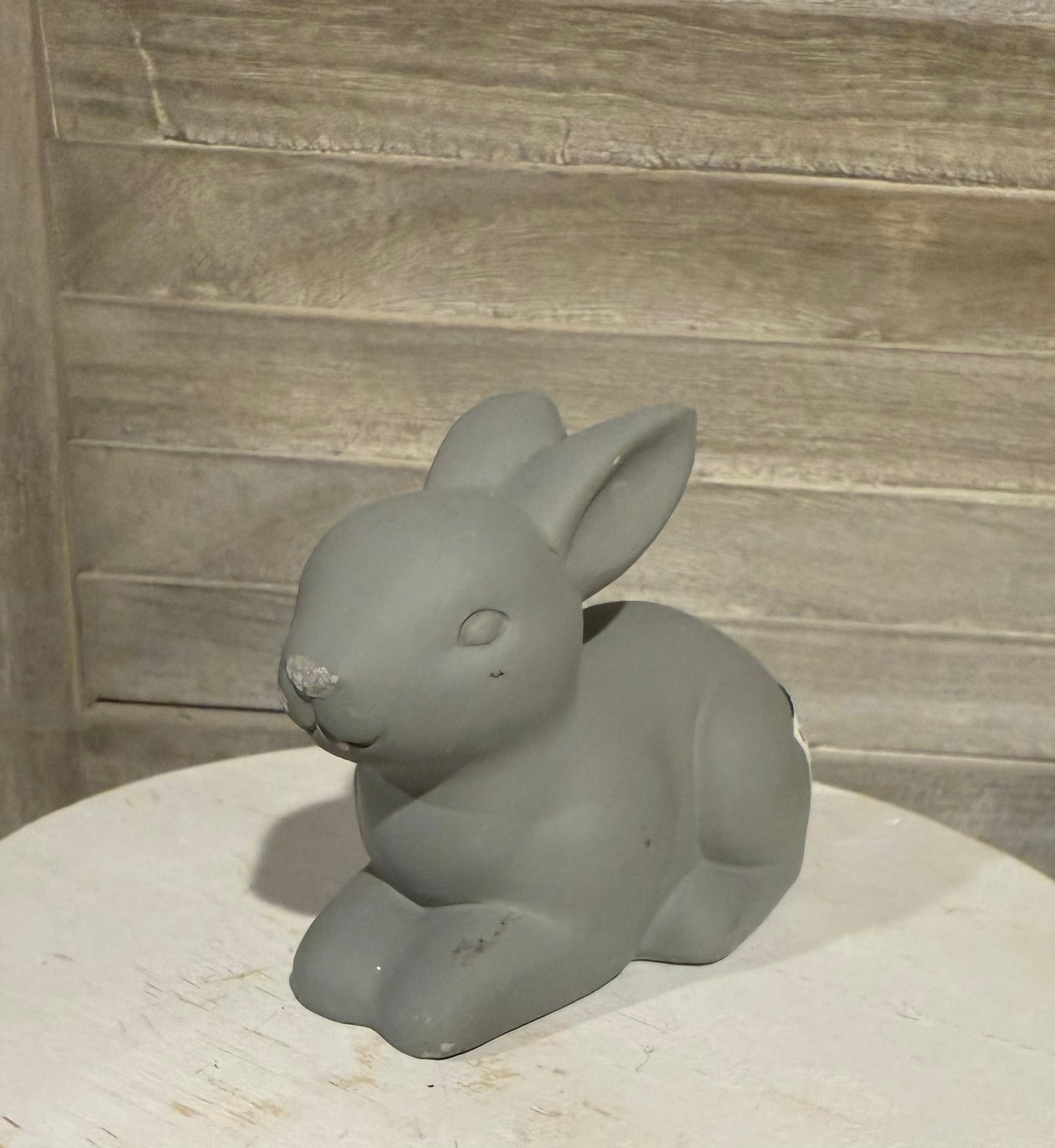 Matte Gray Ceramic Bunny Figurine