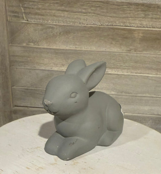 Matte Gray Ceramic Bunny Figurine