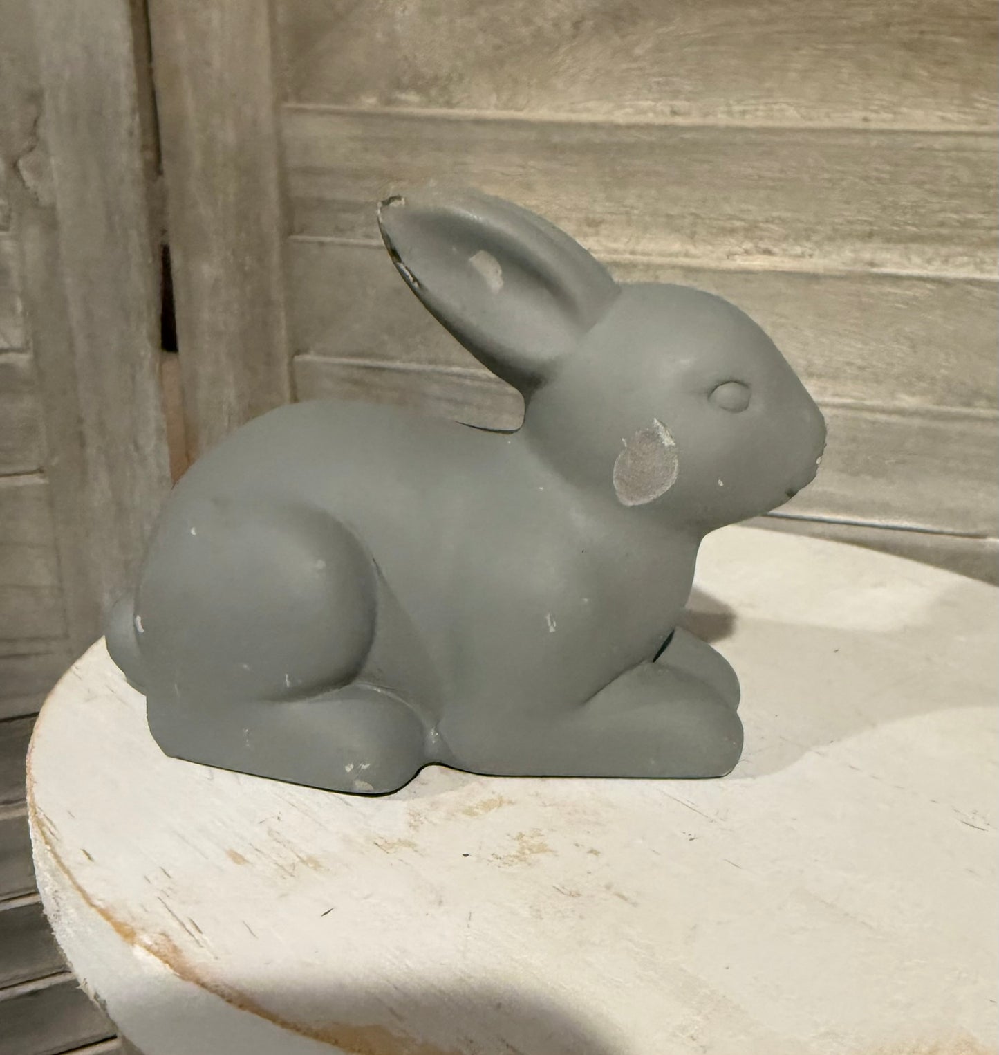 Matte Gray Ceramic Bunny Figurine