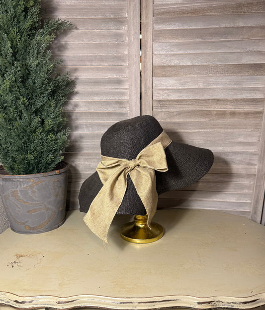 Elegant Floppy Black Women's Hat with Bow