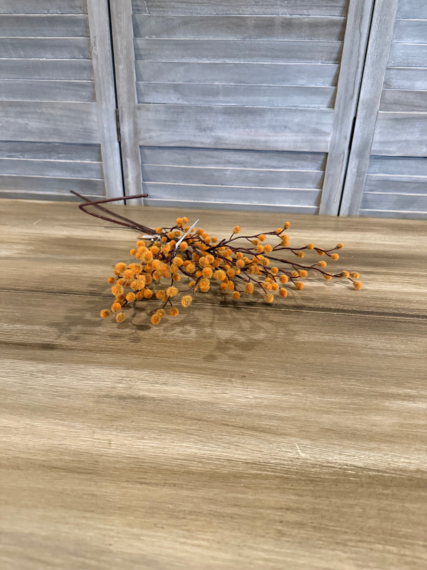 Rust Orange Faux Billy Button Spray – Artificial Floral Stem for Seasonal Decor