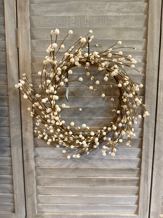 White Berry Wreath – Rustic Year-Round Door or Wall Decor