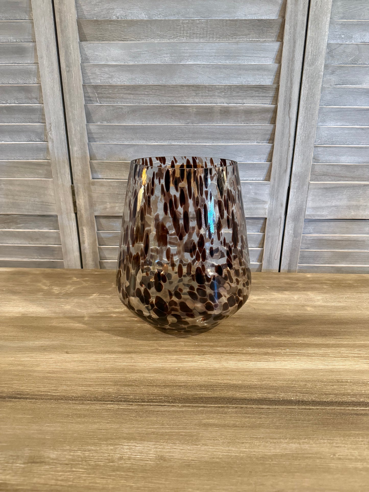 Spotted Glass Vase – Brown and Black Handblown Tortoise Shell Accent Vase