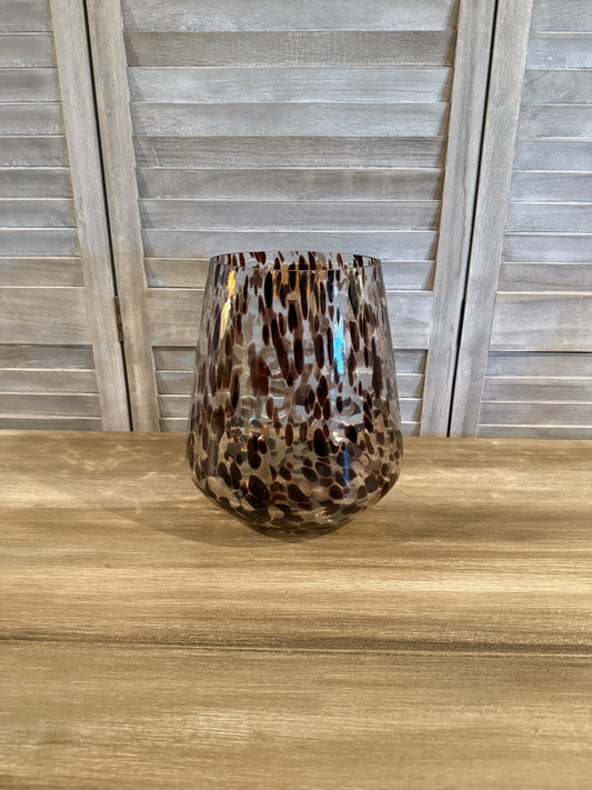 Spotted Glass Vase – Brown and Black Handblown Tortoise Shell Accent Vase