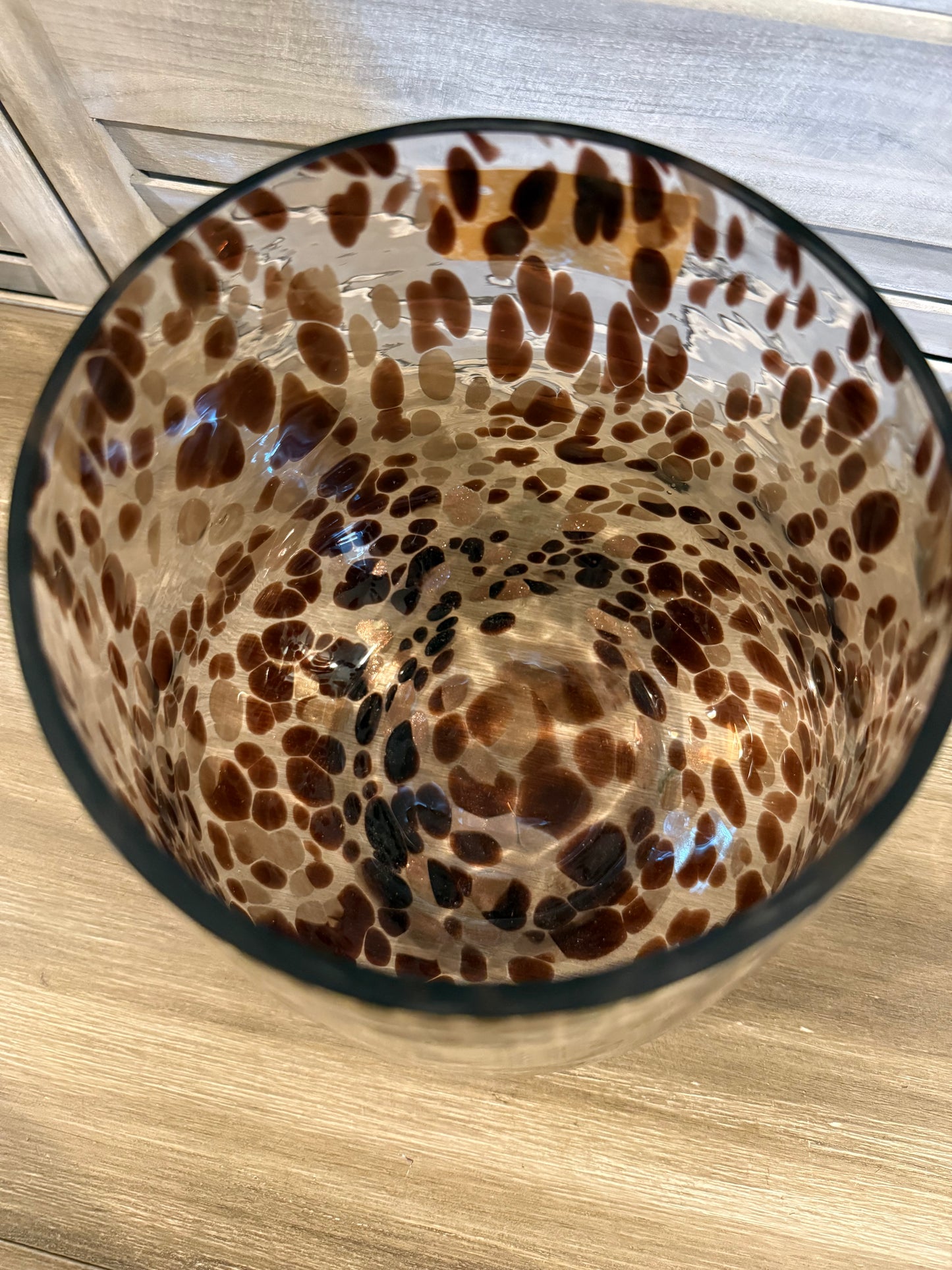 Spotted Glass Vase – Brown and Black Handblown Tortoise Shell Accent Vase