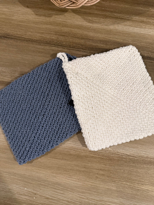 Handmade Cotton Pot Holder (White )