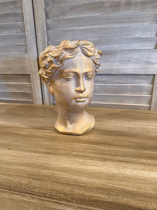 Antique Gold Grecian Bust Statue – Decorative Resin Head Sculpture