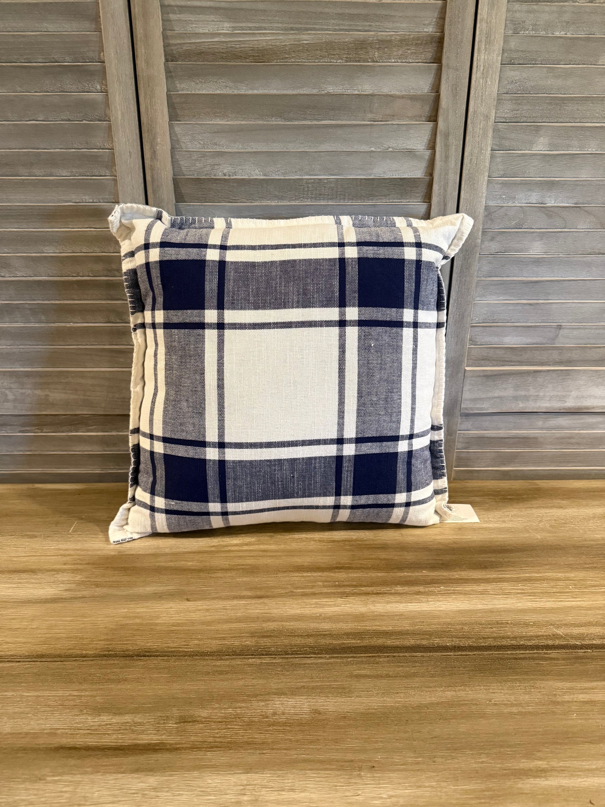 Reversible Gingham Throw Pillow – Blue & White Check / Blue Plaid Pillow