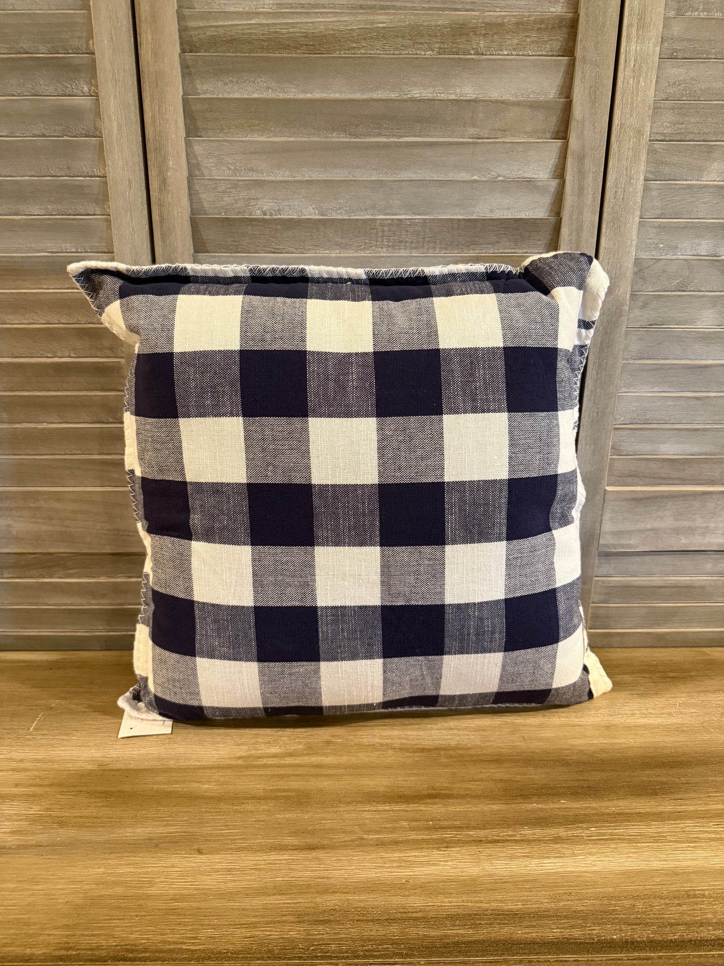 Reversible Gingham Throw Pillow – Blue & White Check / Blue Plaid Pillow