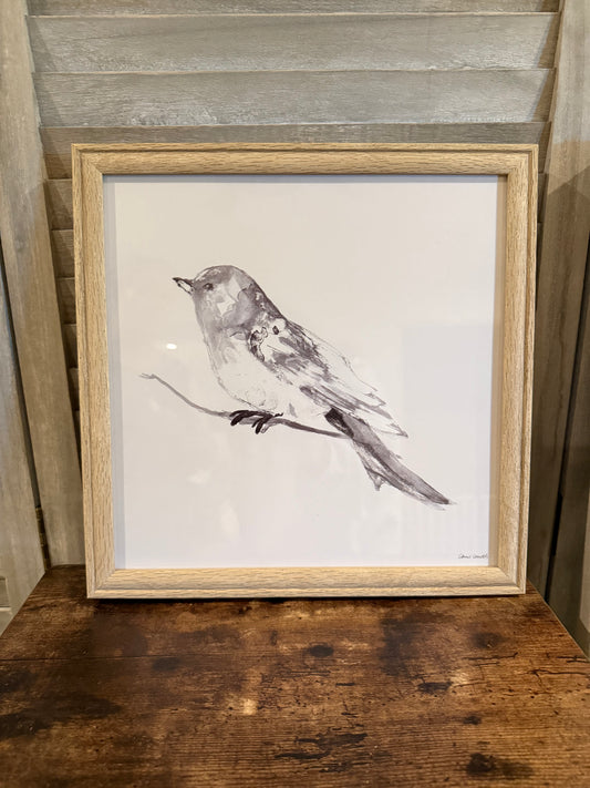 Neutral bird Sketch in wood frame
