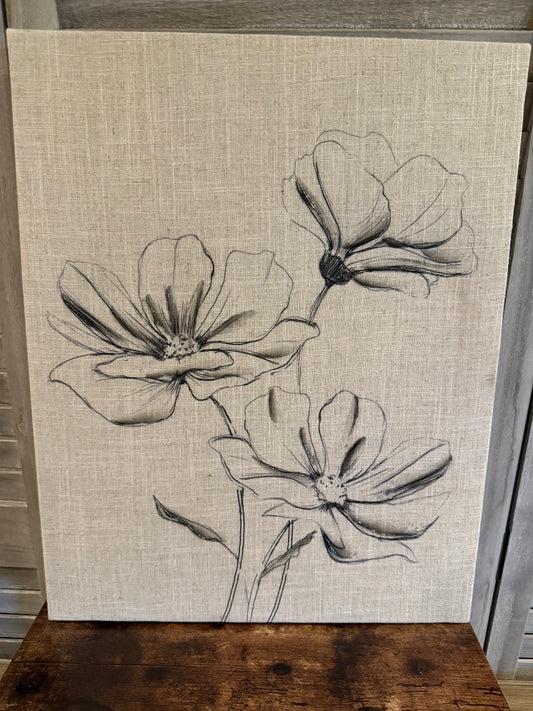 Floral Canvas with Soft Linen Texture 