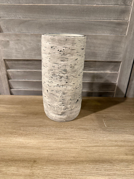 Tall Birch Bark Look Vase – Rustic White Tree Trunk Decor for Farmhouse or Woodland Style