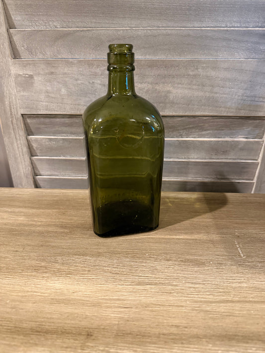 Vintage-Style Olive Green Glass Bottle – Decorative Apothecary Jar