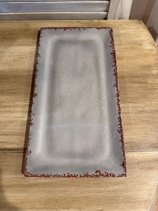 Vintage-Style Crackle Glaze Tray – Rectangular Decorative Serving Platter