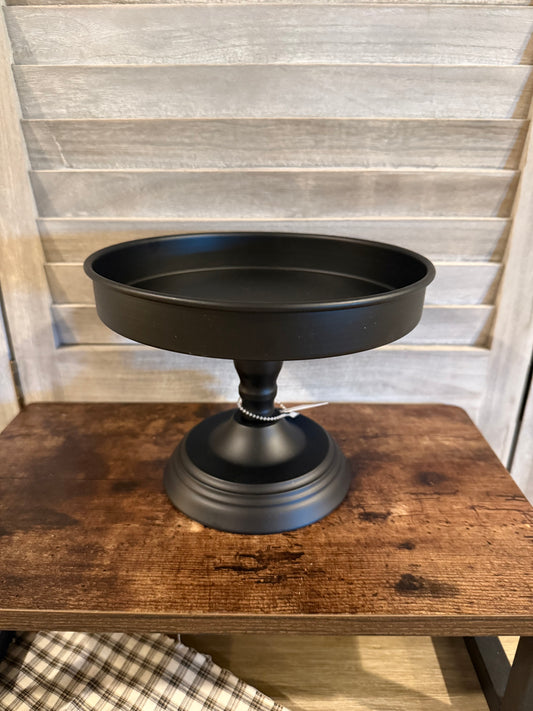 Black Metal Pedestal Display Stand – Modern Round Riser for Home or Event Decor