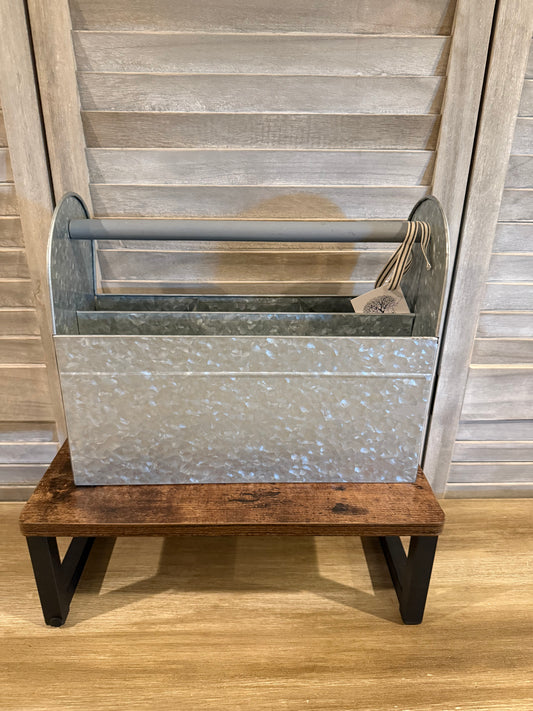 Galvanized Metal Caddy with Handle – Rustic Farmhouse Organizer Tote