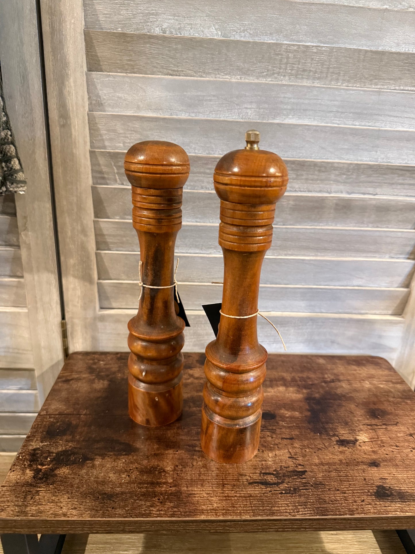 Vintage Wooden Salt and Pepper Holder Set
