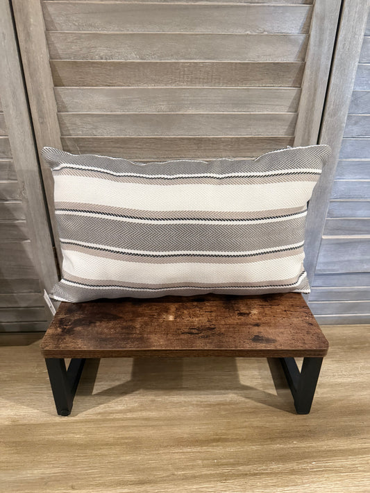 Neutral Striped Lumbar Pillow – Woven Decorative Cushion for Couch or Bed