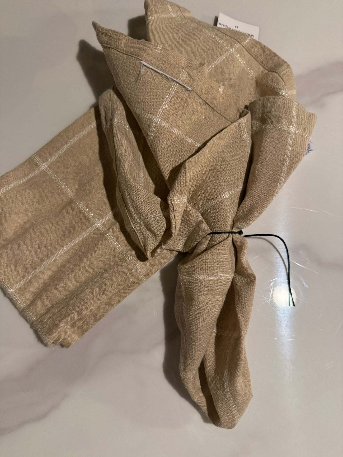 Neutral Tan Plaid Cotton Napkin – Farmhouse Kitchen Tea Towel