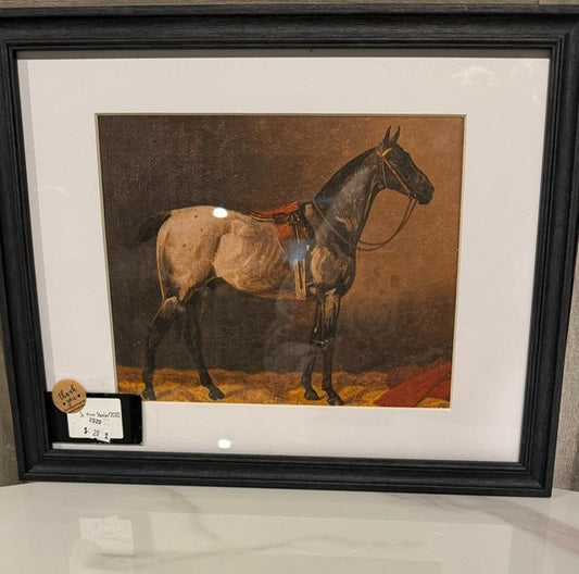 Vintage Framed Horse Print | Equestrian Wall Art with Black Frame